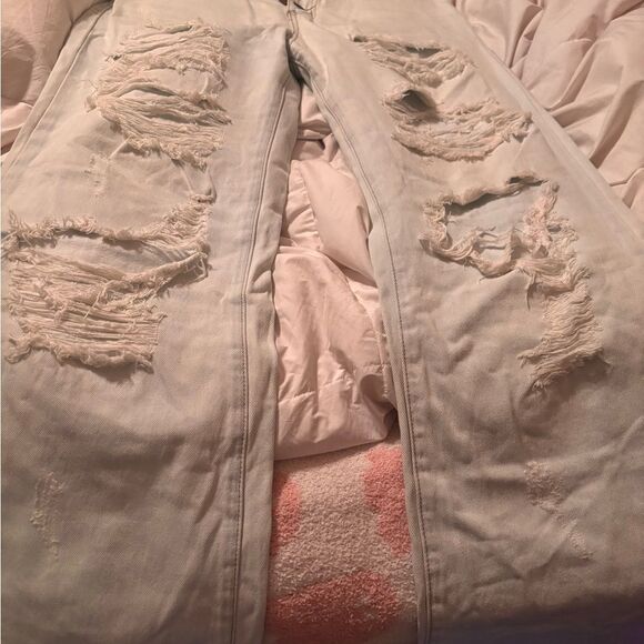 Vibrant Distressed Light Blue Jeans - Picture 1 of 5